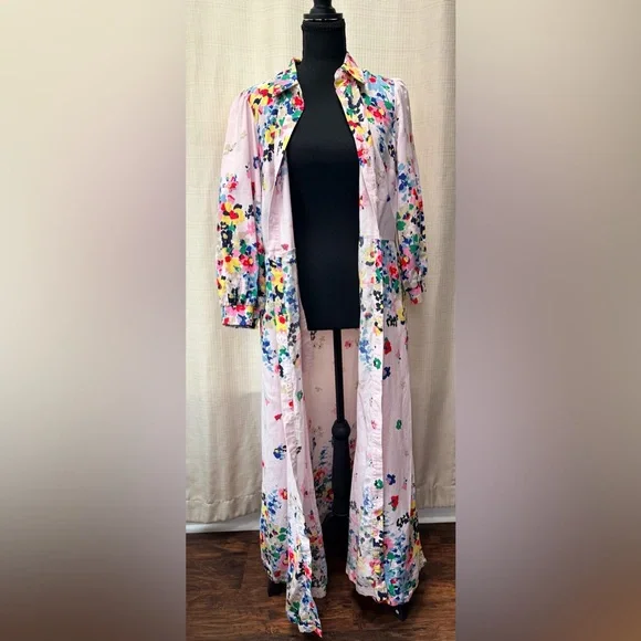 Boden Clara Linen Maxi Shirt Dress Cluster Floral Print Sz 8 Boho Chic Spring - Picture 10 of 16
